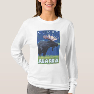 Moose at Night - Curry, Alaska T-Shirt