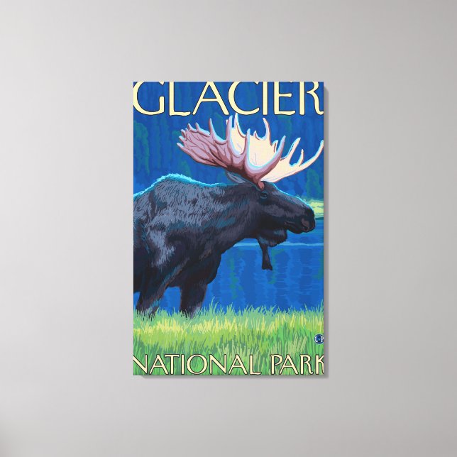 Moose at Night - Glacier National Park, MT Canvas Print (Front)
