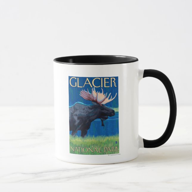 Moose at Night - Glacier National Park, MT Mug (Right)
