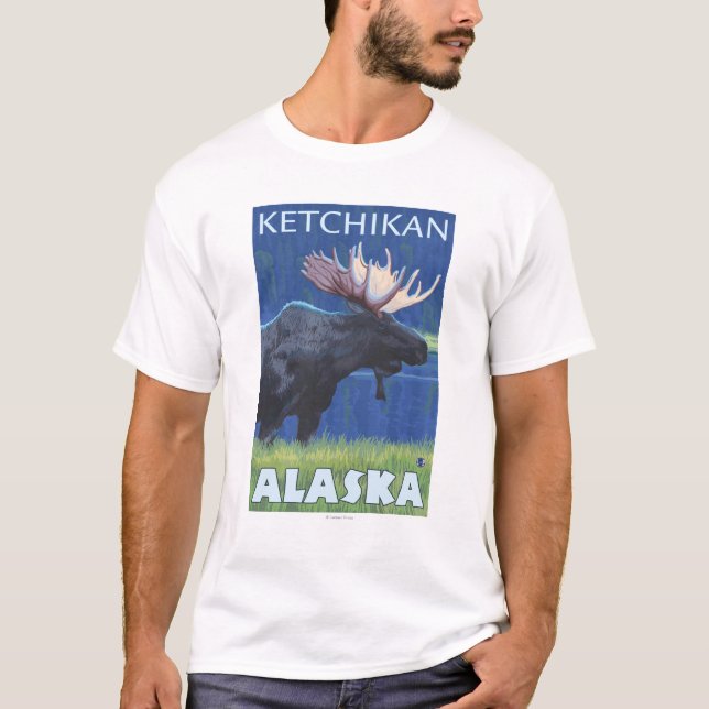 Moose at Night - Ketchikan, Alaska T-Shirt (Front)