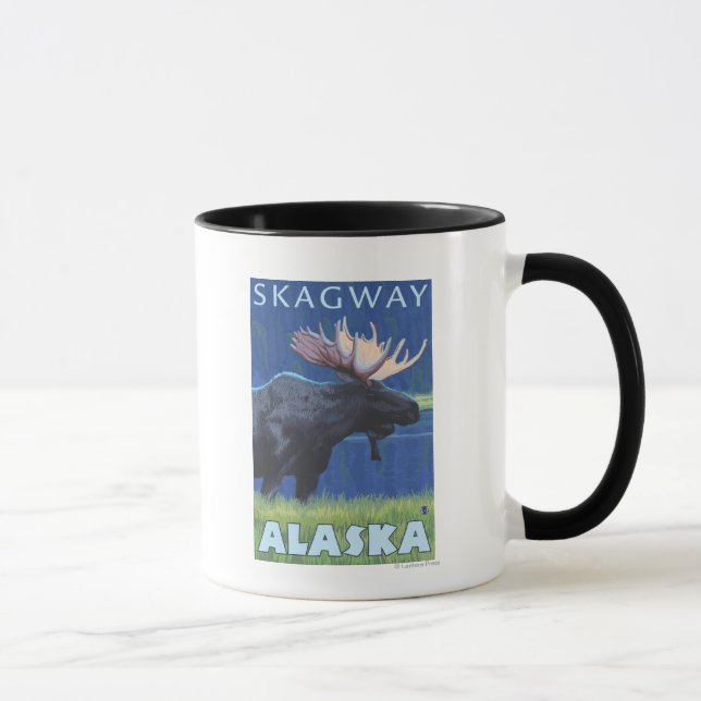 Moose at Night - Skagway, Alaska Mug (Right)