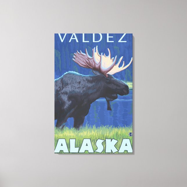 Moose at Night - Valdez, Alaska Canvas Print (Front)
