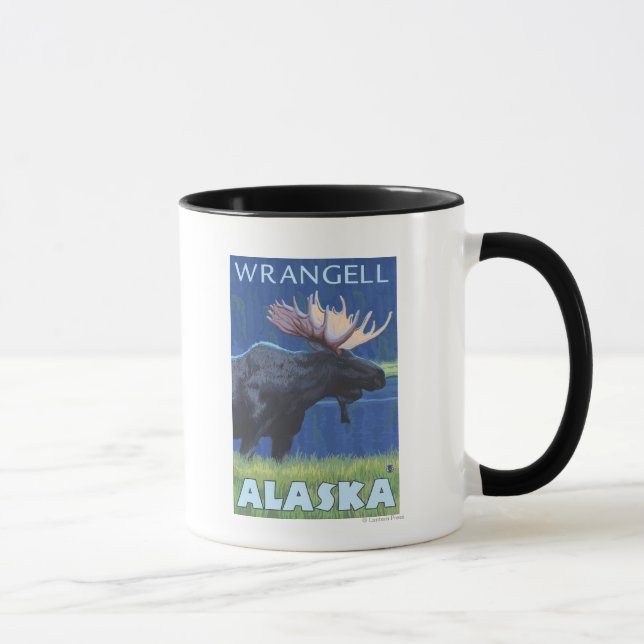 Moose at Night - Wrangell, Alaska Mug (Right)
