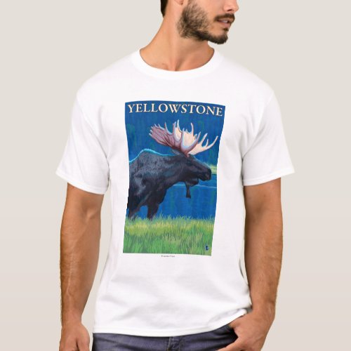 Moose at Night _ Yellowstone National Park T_Shirt