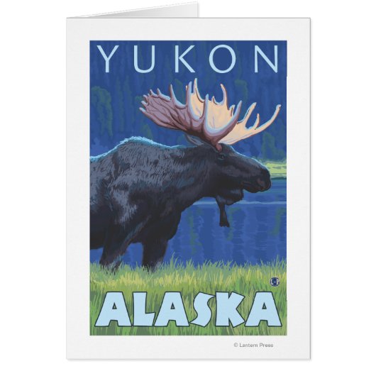 Moose at Night - Yukon, Alaska Cards (Front)