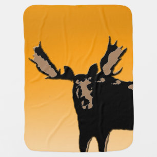 Moose at Sunset - Original Wildlife Art Baby Blanket