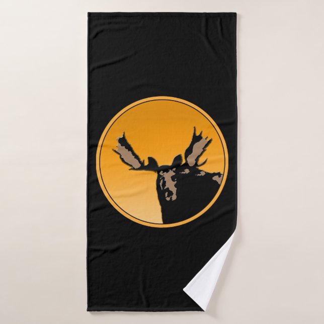 Moose at Sunset  - Original Wildlife Art Bath Towel Set (Bath Towel)