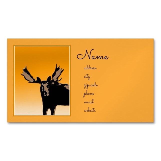 Moose at Sunset  - Original Wildlife Art Business Card Magnet (Front)