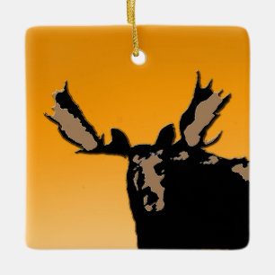 Moose at Sunset  - Original Wildlife Art Ceramic Ornament
