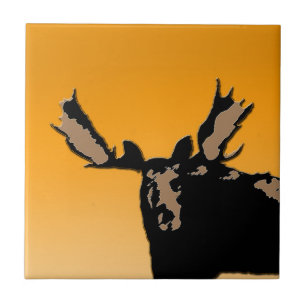 Moose at Sunset - Original Wildlife Art Ceramic Tile
