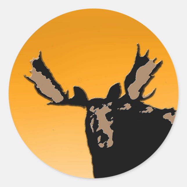 Moose at Sunset  - Original Wildlife Art Classic Round Sticker (Front)