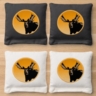 Moose at Sunset  - Original Wildlife Art Cornhole Bags