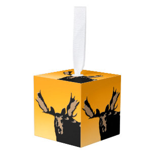 Moose at Sunset  - Original Wildlife Art Cube Ornament