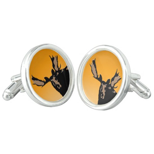 Moose at Sunset  _ Original Wildlife Art Cufflinks