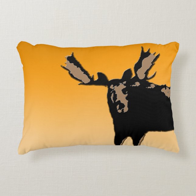 Moose at Sunset  - Original Wildlife Art Decorative Pillow (Front)