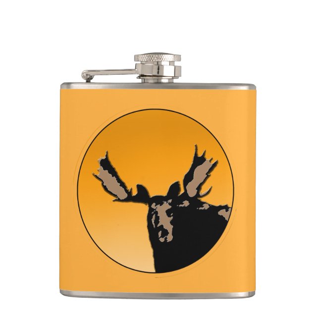 Moose at Sunset  - Original Wildlife Art Flask (Front)