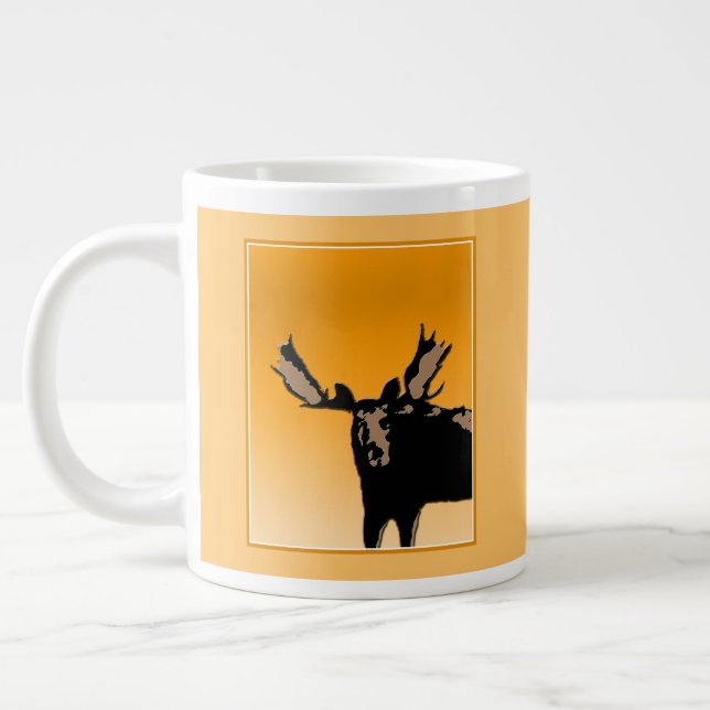 Moose at Sunset  - Original Wildlife Art Giant Coffee Mug (Left)