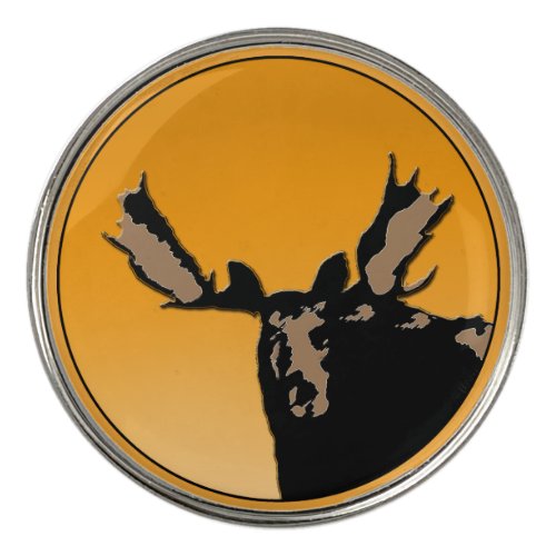 Moose at Sunset  _ Original Wildlife Art Golf Ball Marker