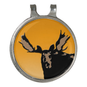 Moose at Sunset  - Original Wildlife Art Golf Hat Clip