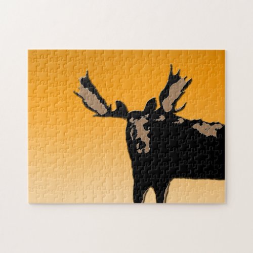 Moose at Sunset  _ Original Wildlife Art Jigsaw Puzzle
