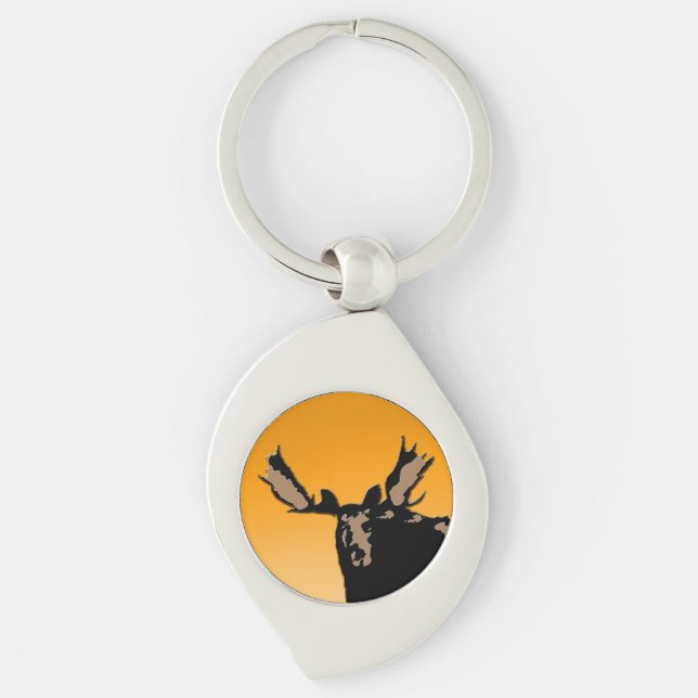 Moose at Sunset  - Original Wildlife Art Keychain (Front)