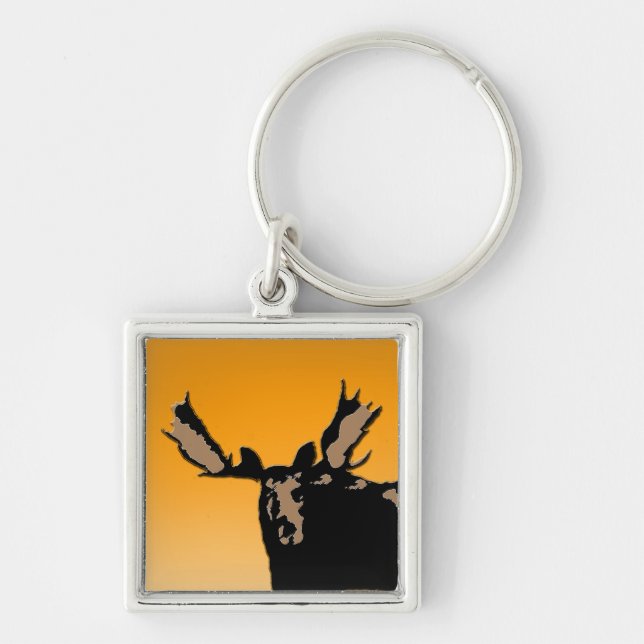 Moose at Sunset  - Original Wildlife Art Keychain (Front)