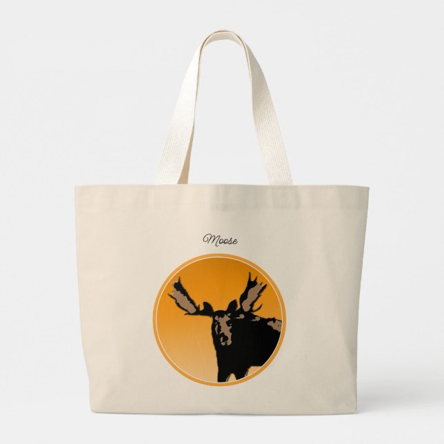 Moose at Sunset  - Original Wildlife Art Large Tote Bag (Back)