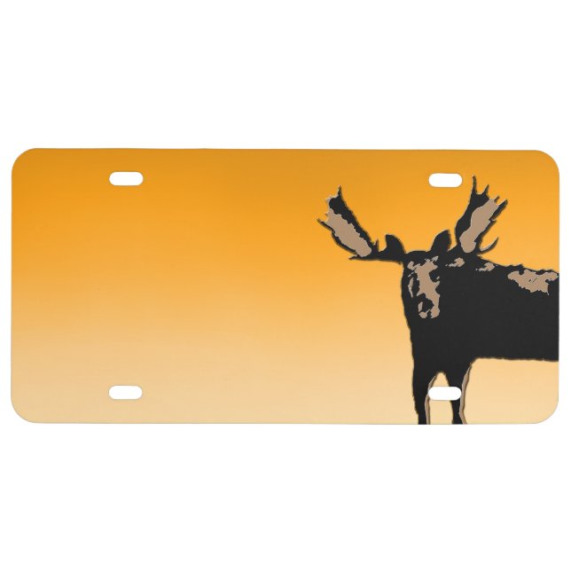 Moose at Sunset  - Original Wildlife Art License Plate (Front)