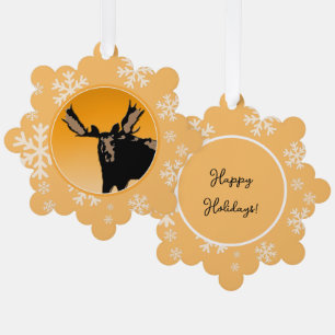Moose at Sunset  - Original Wildlife Art Ornament Card