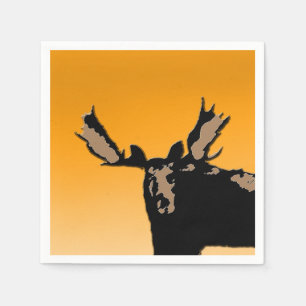 Moose at Sunset - Original Wildlife Art Paper Napkins
