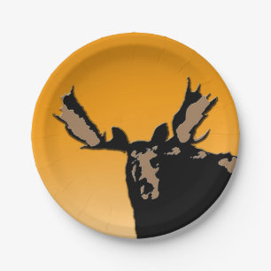 Moose at Sunset - Original Wildlife Art Paper Plates