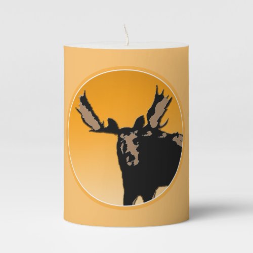 Moose at Sunset  _ Original Wildlife Art Pillar Candle