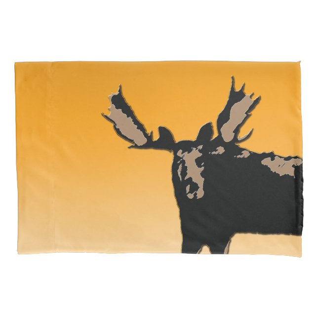 Moose at Sunset  - Original Wildlife Art Pillow Case (Front)