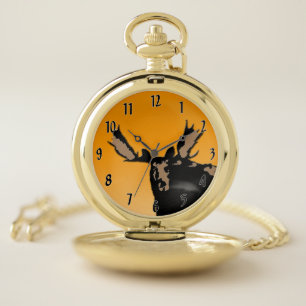 Moose at Sunset - Original Wildlife Art Pocket Watch