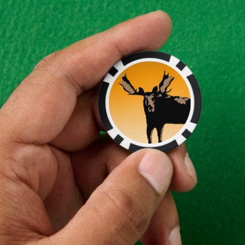 Moose at Sunset  _ Original Wildlife Art Poker Chips