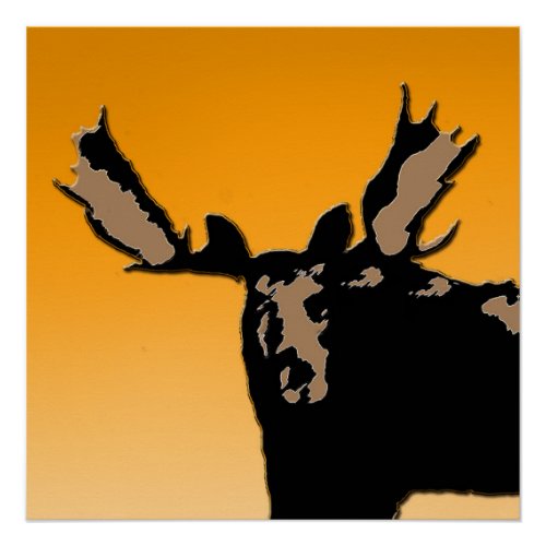 Moose at Sunset  _ Original Wildlife Art Poster