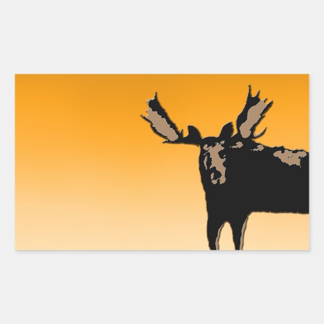 Moose at Sunset  - Original Wildlife Art Rectangular Sticker (Front)
