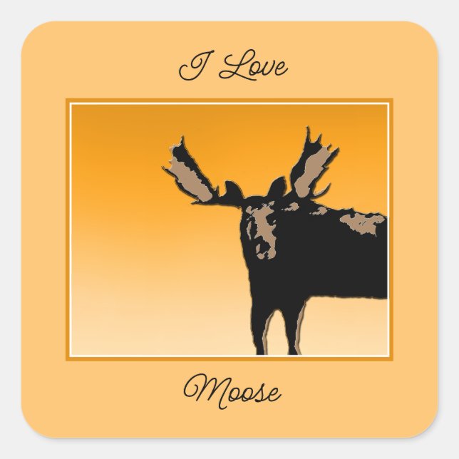 Moose at Sunset  - Original Wildlife Art Square Sticker (Front)
