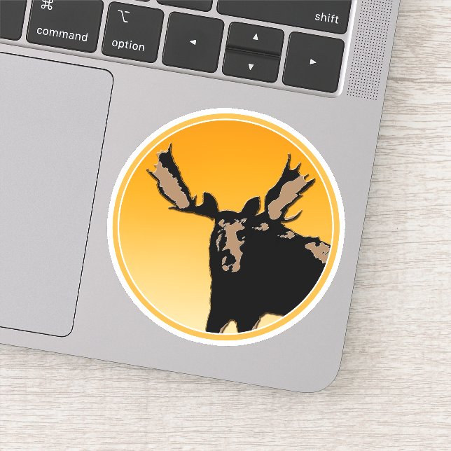 Moose at Sunset  - Original Wildlife Art Sticker (Detail)