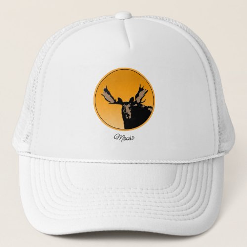 Moose at Sunset  _ Original Wildlife Art Trucker Hat