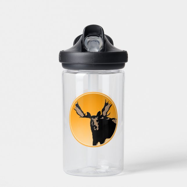 Moose at Sunset  - Original Wildlife Art Water Bottle (Front)