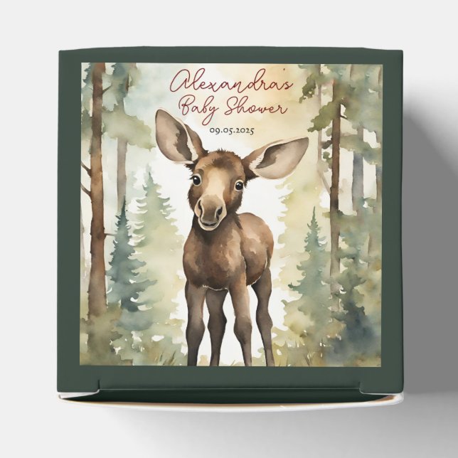 Moose Baby Gender Neutral Baby Shower Favor Boxes (Top)