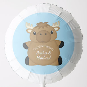 Moose Baby Shower Blue Boy Balloon