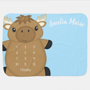 Moose Baby Shower Blue Boy Blanket