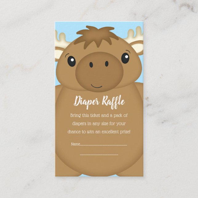 Moose Baby Shower Blue Boy Enclosure Card (Front)