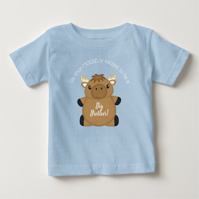 Moose Baby Shower Blue Boy T-Shirt (Front)