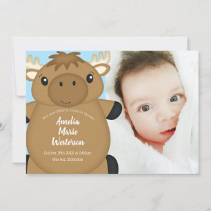 Moose Baby Shower Blue Invitation