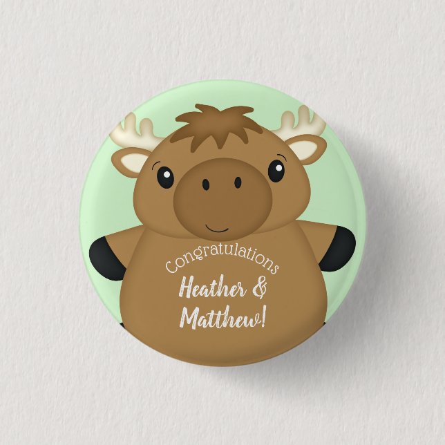 Moose Baby Shower Button (Front)