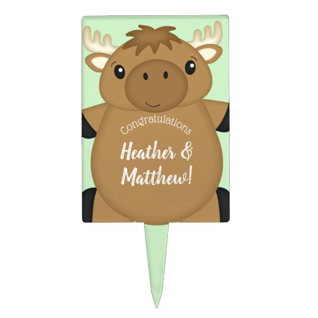 Moose Baby Shower Cake Topper (Front)