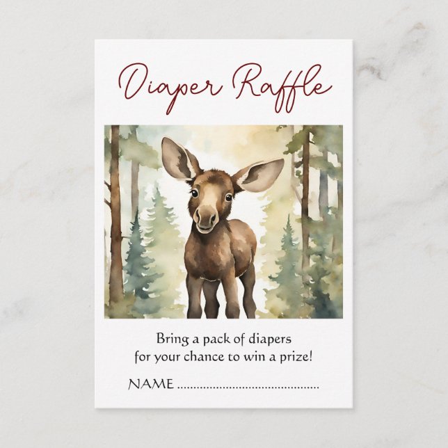Moose Baby Shower Diaper Raffle Enclosure Card (Front)
